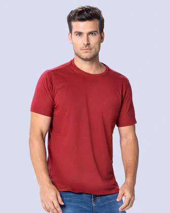 Camiseta cuello redondo lisa manga corta roja