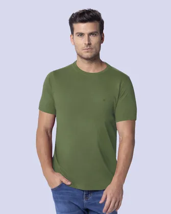 Camiseta cuello redondo lisa manga corta verde