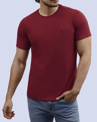 Camiseta cuello redondo lisa manga corta roja