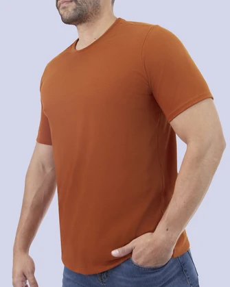 Camiseta cuello redondo lisa manga corta anaranjada