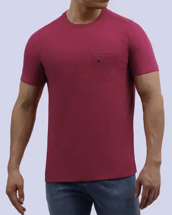 Camiseta cuello redondo lisa manga corta rosada