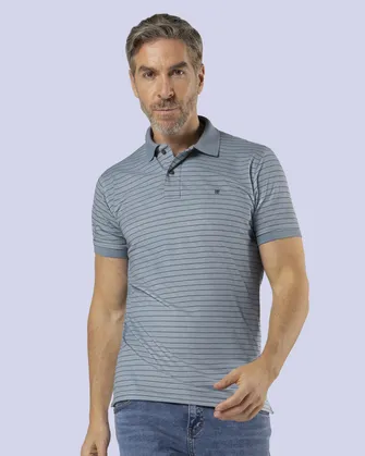 Camisa sport rayadas slim fit manga corta gris