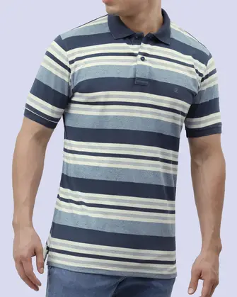Camisa sport rayadas slim fit manga corta multicolor