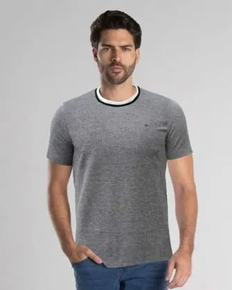 Camiseta cuello v diseño slim fit manga corta   gris
