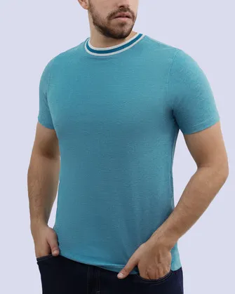 Camiseta cuello redondo diseño slim fit manga corta azul