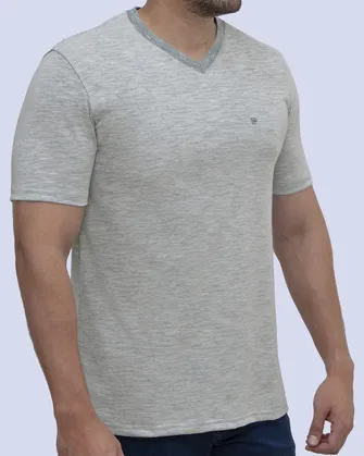 Camiseta cuello redondo diseño slim fit manga corta gris