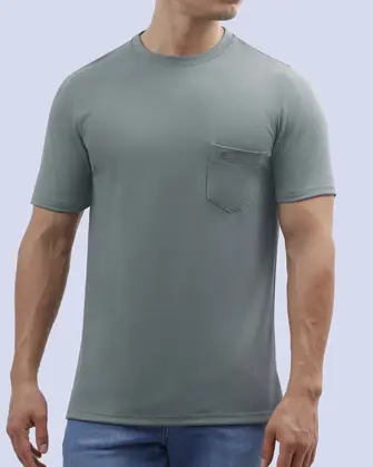 Camiseta cuello redondo lisa slim fit manga corta verde