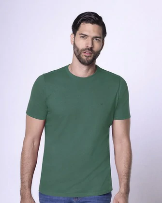 Camiseta lisa jersey cuello redondo manga corta   verde
