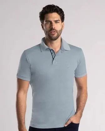 Camisa sport diseño slim fit manga corta   azul
