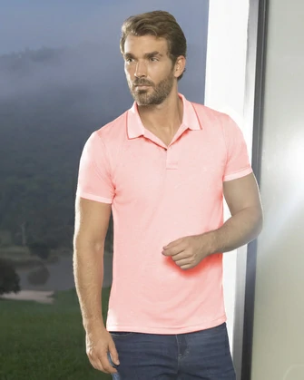 Camisa sport diseño slim fit manga corta rosada