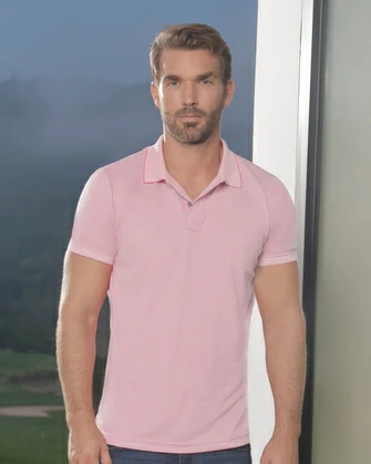 Camisa sport diseño slim fit manga corta rosado