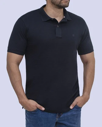 Camisa sport diseño slim fit manga corta navy