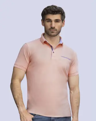 Camisa sport diseño slim fit manga corta rosada