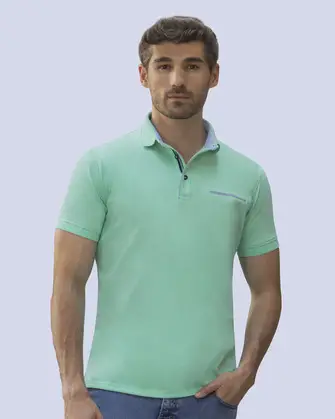 Camisa sport diseño slim fit manga corta verde