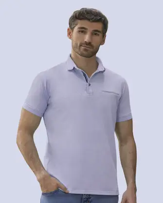 Camisa sport diseño slim fit manga corta morada
