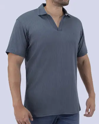 Camisa sport diseño slim fit manga corta azul