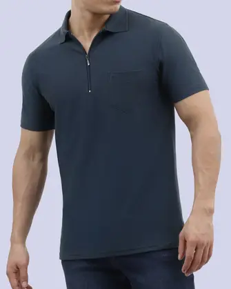 Camisa sport diseño slim fit manga corta azul navy
