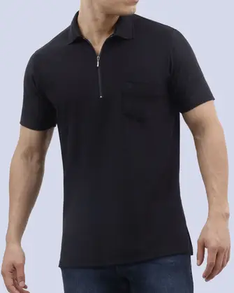 Camisa sport diseño slim fit manga corta negro