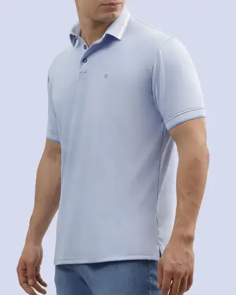 Camisa sport diseño slim fit manga corta celeste