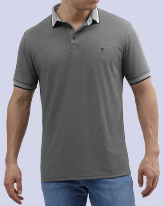 Camisa sport diseño slim fit manga corta gris