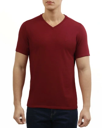 Camiseta cuello v lisa manga corta roja
