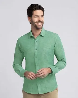 Camisa casual slim fit manga larga   jaspeada verde oscuro

