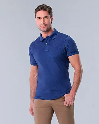 Camisa sport lisa slim fit manga corta   azul
