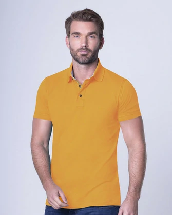 Camisa sport lisa slim fit manga corta  color amarillo