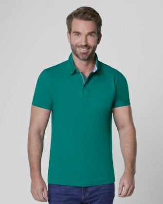 Camisa sport slim fit manga corta color turquesa