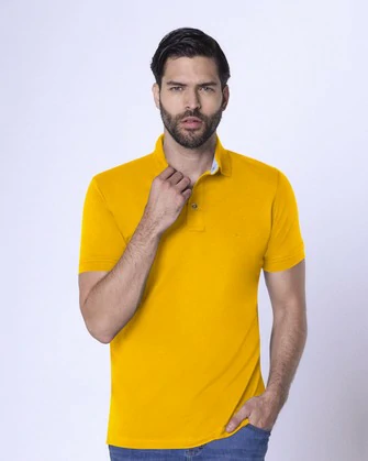 Camisa sport slim fit manga corta color amarillo