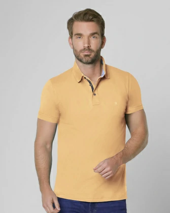 Camisa sport slim fit lisa manga corta color amarillo