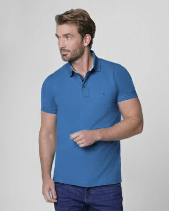 Camisa sport slim fit lisa manga corta color azul