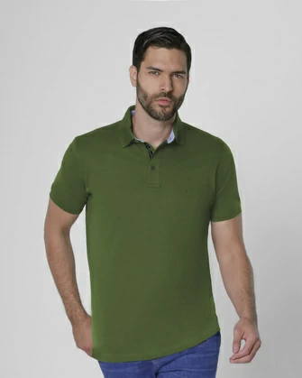 Camisa sport slim fit lisa manga corta color verde